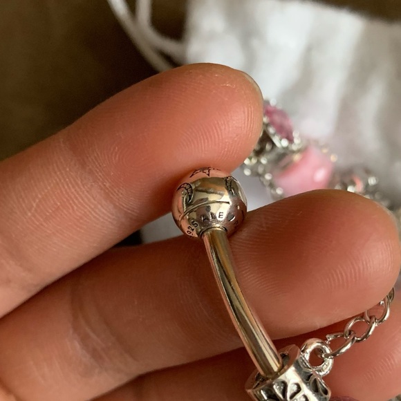 NEW Pandora Moon & Stars Open Bangle Bracelet Zirconia W/ NEW Pink Themed Charms - Picture 11 of 16